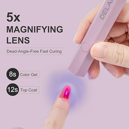 Miniatura 3 de Delanie Luz UV de mano para uñas de gel, recargable portátil inalámbrica, mini lámpara de uñas LED UV, pequeña lámpara de secado de uñas para uñas