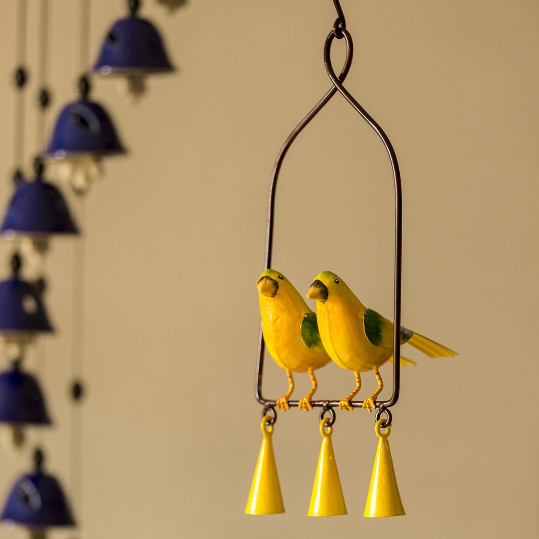 ExclusiveLane ‘Cannery Twittery’ Hand-Painted Decorative Hanging Wind Chime in Metal -Wind Chimes for Home Positive Energy Balcony Home Decorative Items Wall Hanging Bells Decor for Living Room-image-49