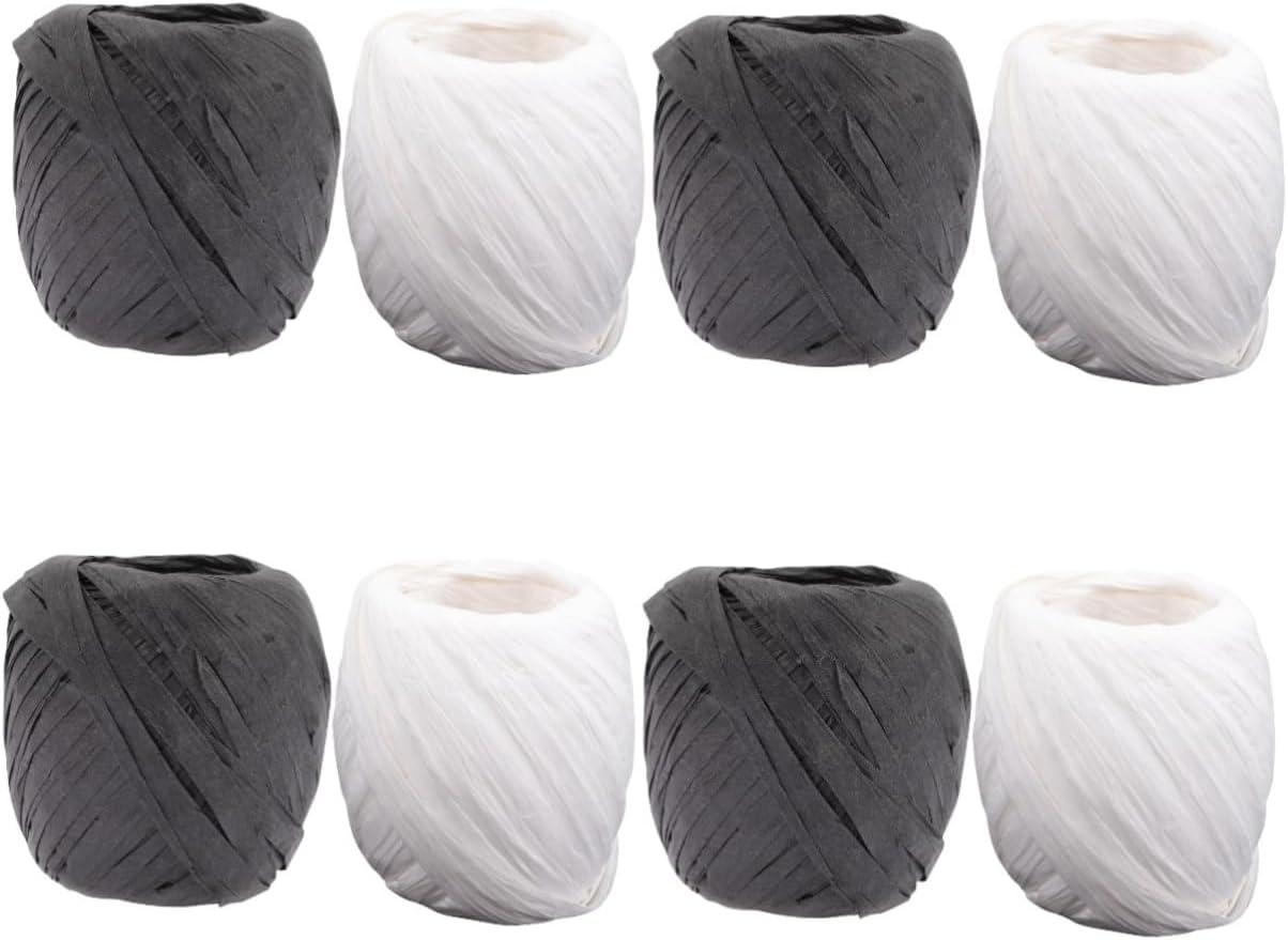 TEHAUX 8rolls Raffia Paper Crafts Ribbon Easy to Use Twine String for Parties Decorations