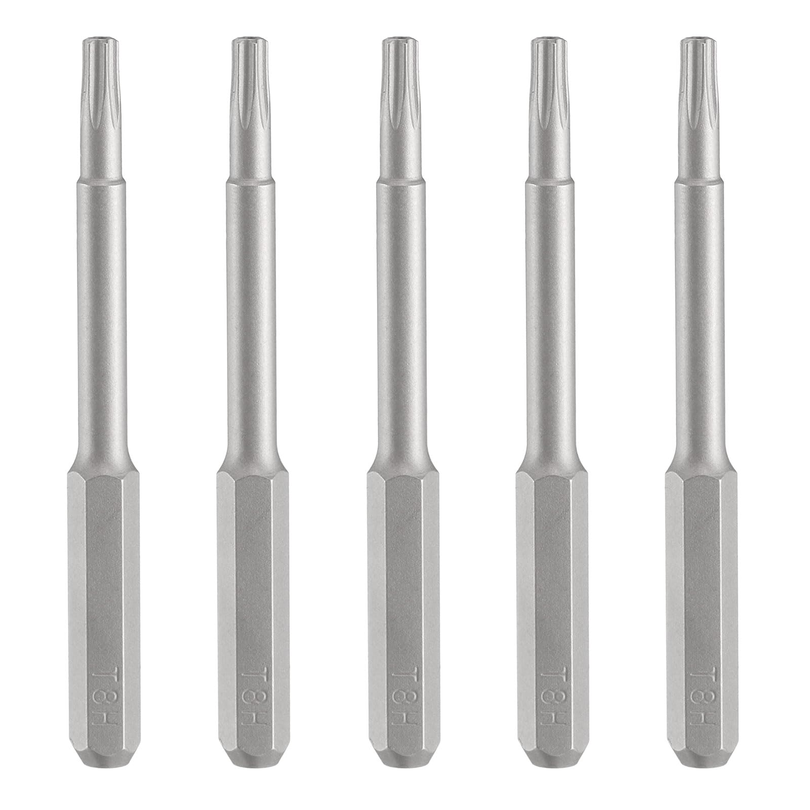 Sourcing Map T10H Torx-Schraubendreher-Bits – 5er Set, 45 Mm, Magnetisch, S2-Stahl, 5/32" Sechskantschaft