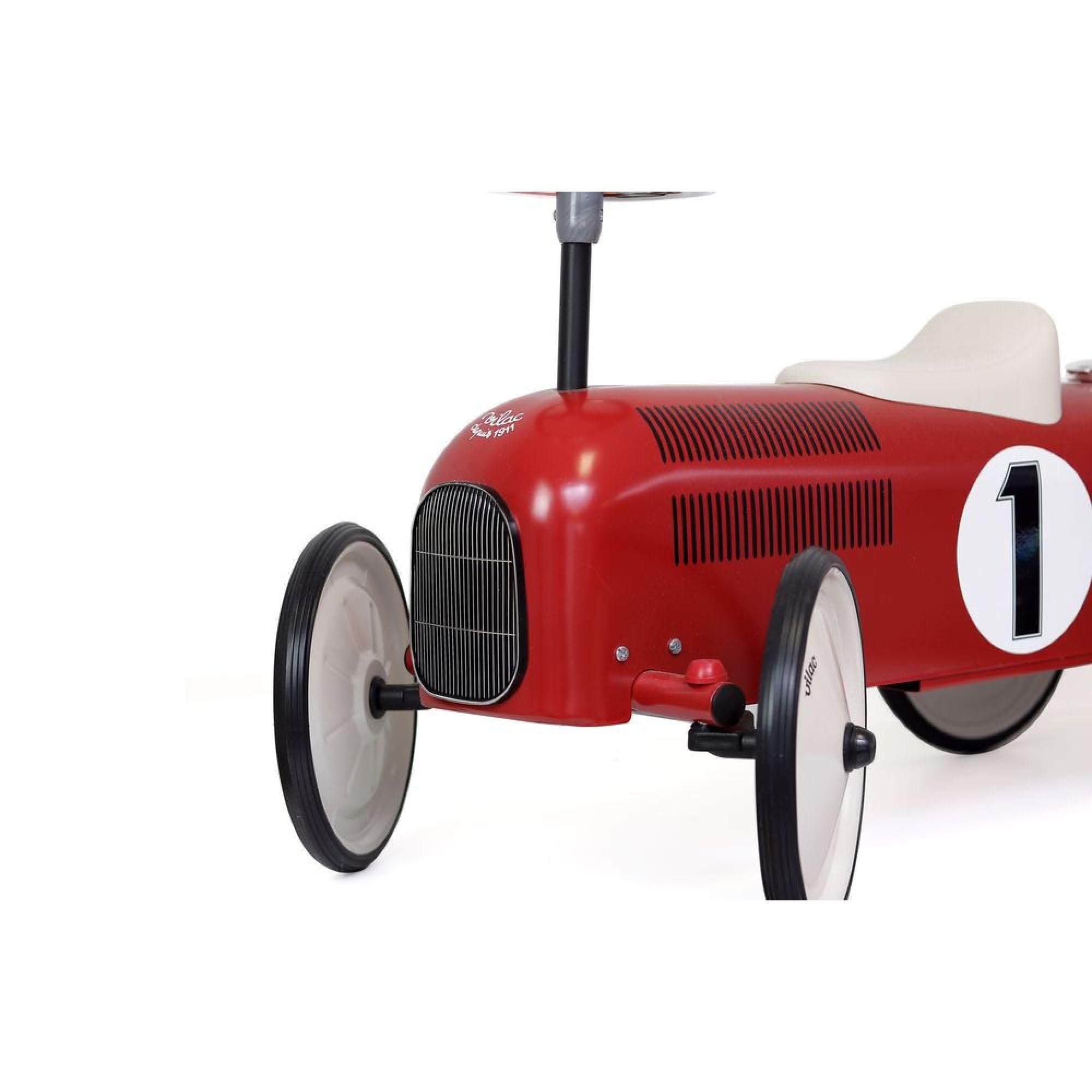 Vilac - Rutschauto Vintage Rot und Creme aus Metall – neue Räder & Sitzfläche cremeweiß raffiniert – Spielzeug für Kleinkinder – originelle Geschenkidee für den ersten Geburtstag ab 18 Monaten – 1049S