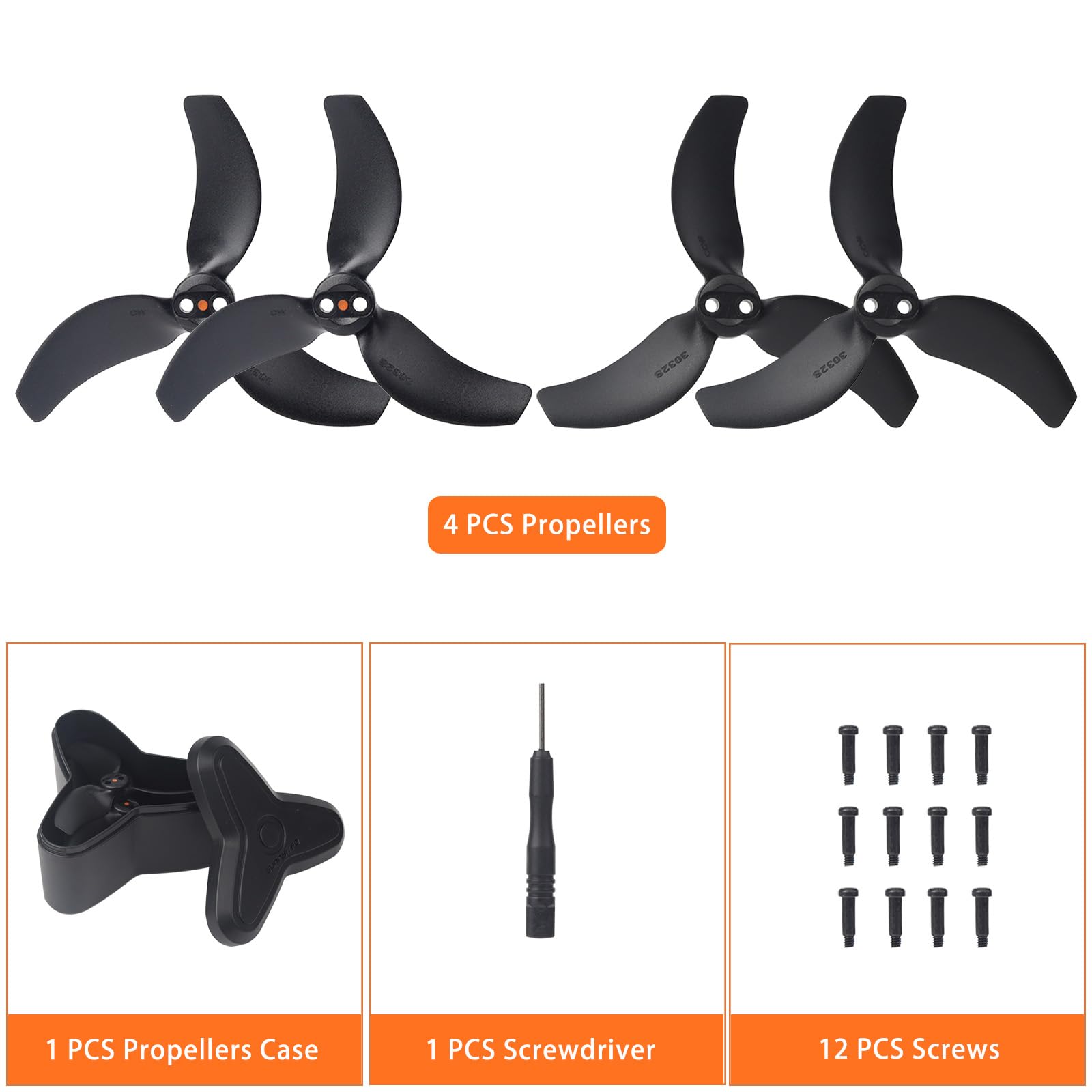 Houjunor 4 PCS 3032S Propellers for DJI Avata 2 and 1 PCS Propeller Storage Case, Low-Noise and Quick-Relase Blades Props Wings for Avata 2, Replacement Spare Drone Accessories