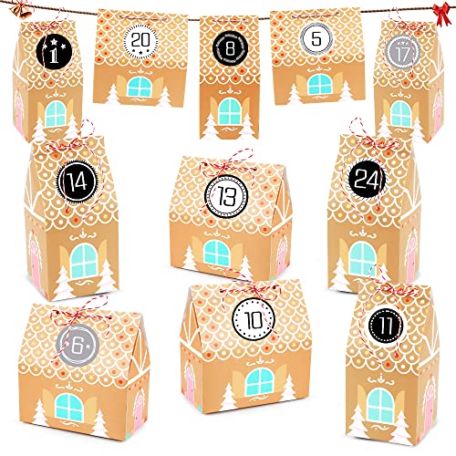 ST-Christmas yellow house box-1Calendrier de l'Avent, Boites Cadeau Noël, 24 Noël Calendrier Boites Cadeau, 24 Autocollants Numérotés, Boîtes de Calendrier Noël, Calendrier DIY pour Décoration de Noël Cover