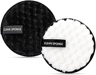 2 pcs Coton Démaquillant Lavable, Tampons Démaquillants Biologique Lingettes Démaquillage Réutilisable Éponge Démaquillante en Microfibre pour les Soins du Visage et de la Peau