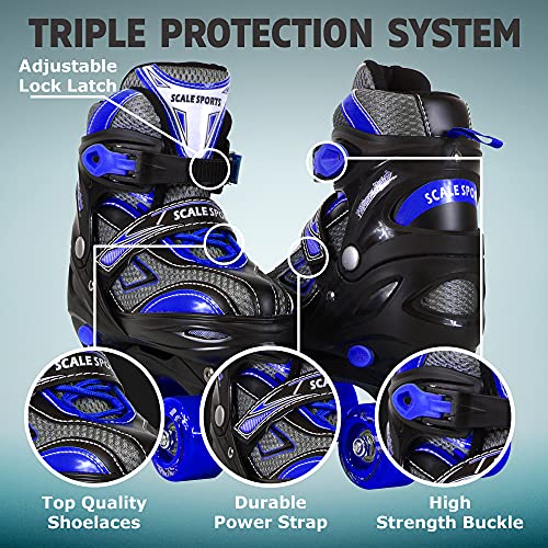 Scale Sports Adjustable Roller Skates For Kids Teen And Ladies Small Size Blue #TOP2