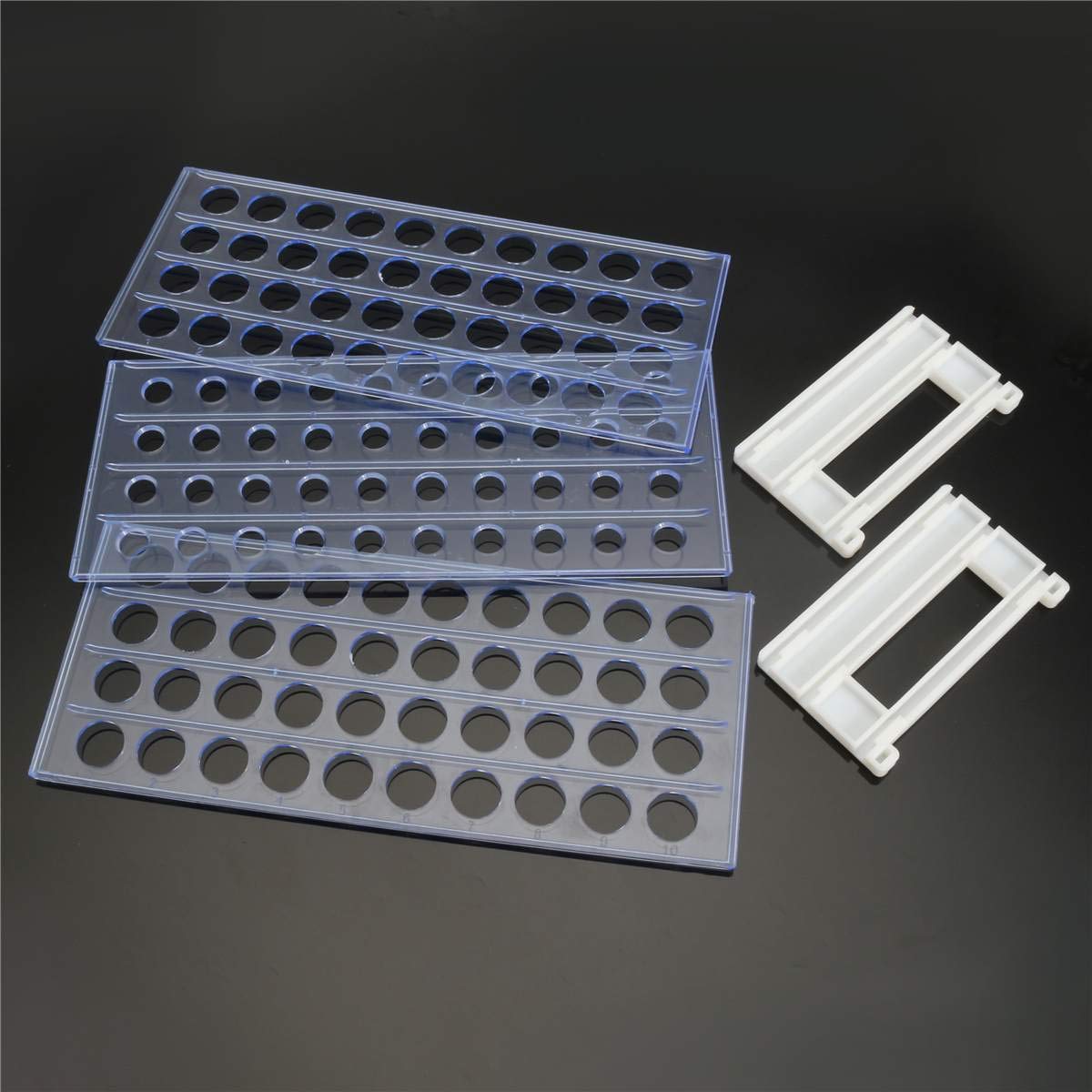 Transparent Plastic Test Tube Rack for 13/16/18 mm Tubes, Holds 50/40, Detachable?Number Marked, Tubes Holder Storage Stand Lab Supplies