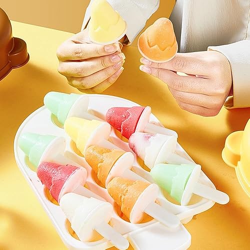 Miniatura 2 de Moldes para paletas de hielo, 10 piezas, máquina casera para hacer paletas de hielo, 10 palitos de paletas reutilizables (marrón)