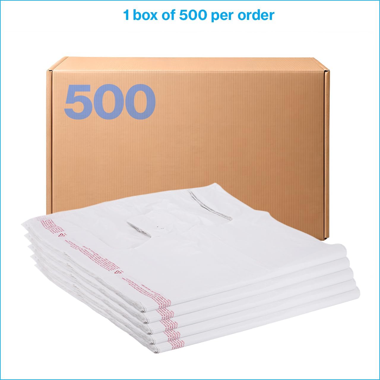 SSWBasics Large White Plastic T-Shirt Shopping Bags (Case of 500) - 18" x 8" x 30” - Perfect for Restaurant, Retail, Grocery, Takeout - Made of High Density Polyethylene Plastic (HDPE) - Image 6