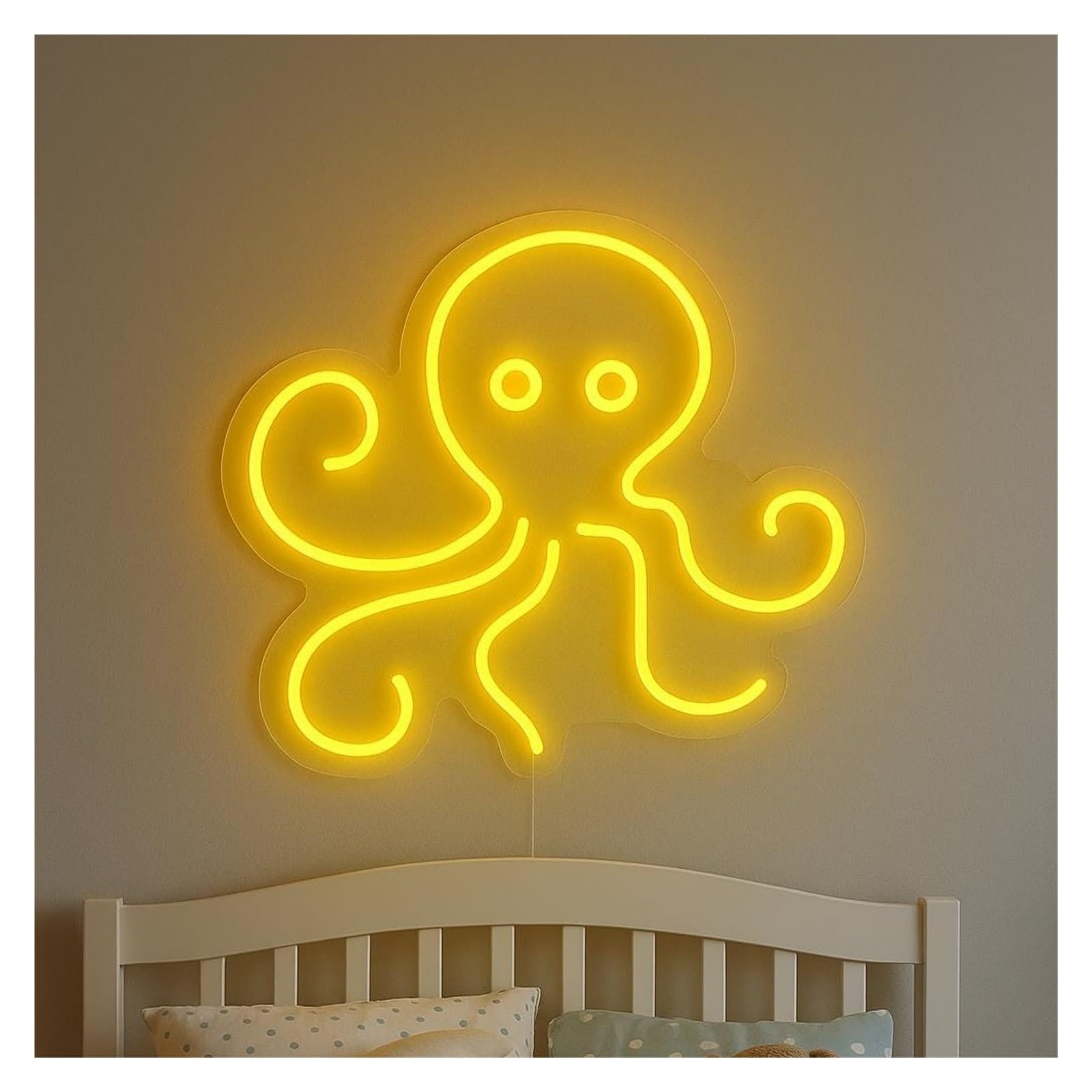 Shouxi C Sign Lamp Octopus Neon Sign, Suitable For Bedroom Home Wall Decor With Dimmable 51Cm