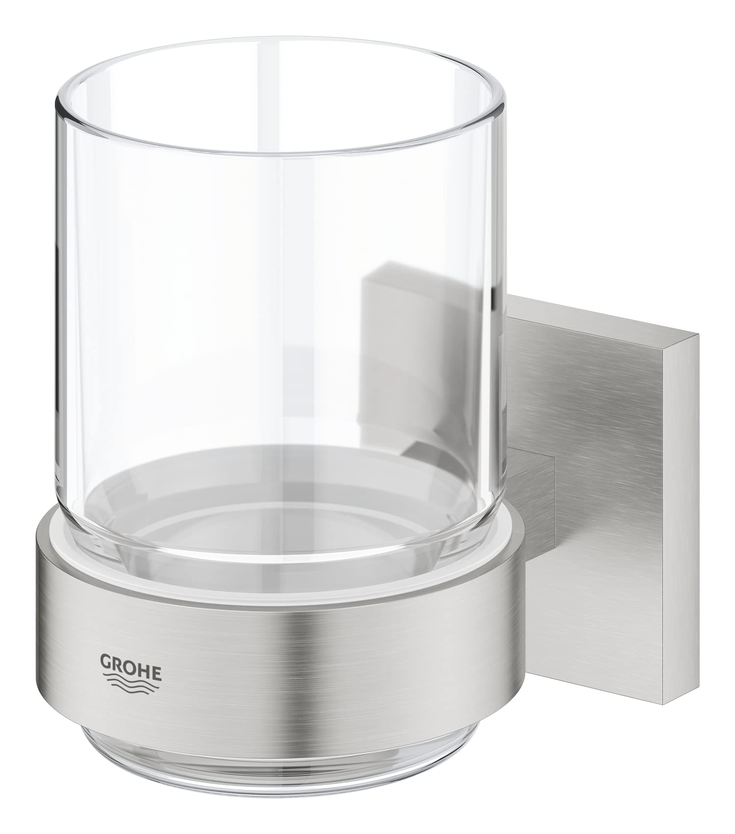 GROHE Start Cube - Glas mit Halter (verdeckte Befestigung, Material: Glas /Metall), supersteel, 41097DC0