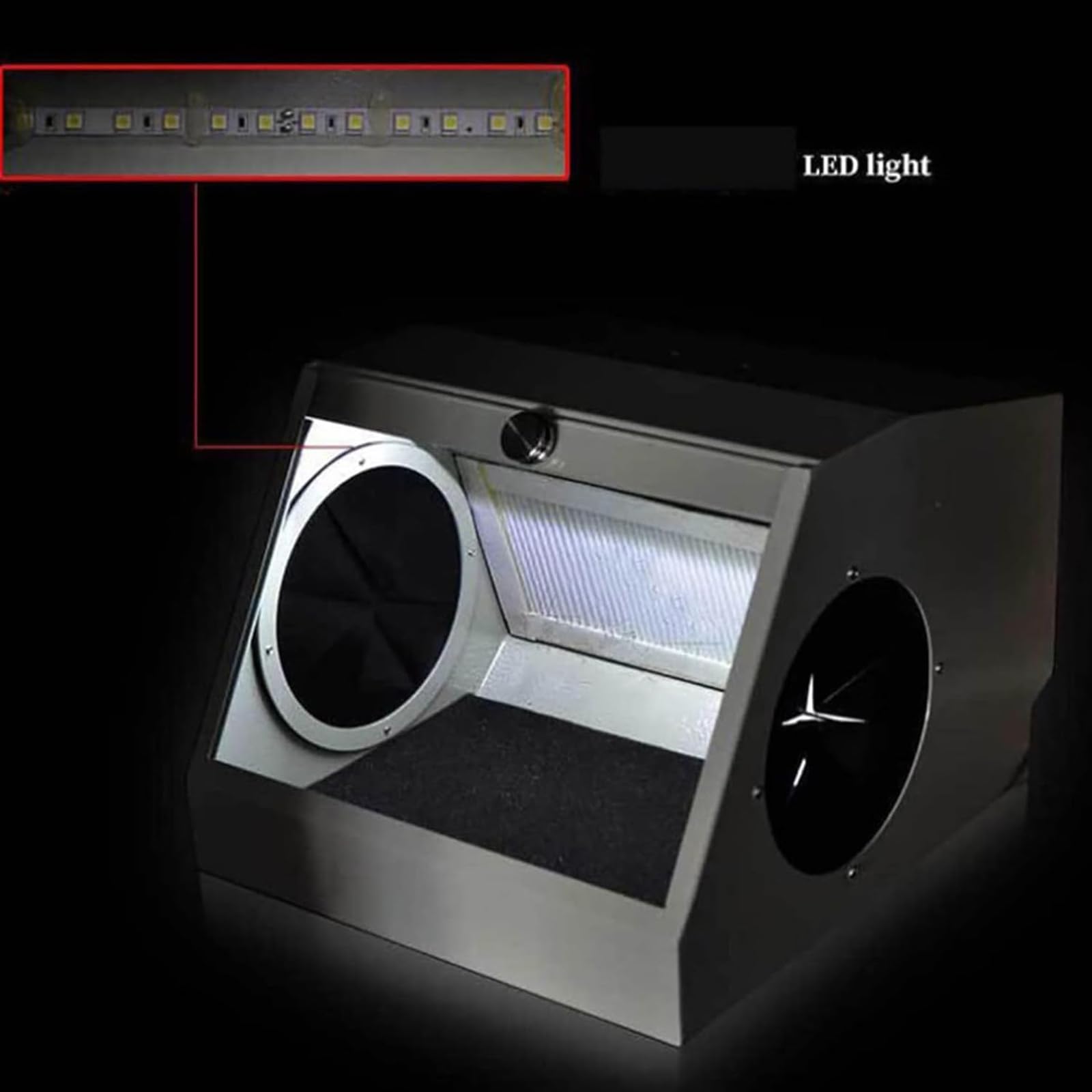 McbeAn Dental Dustproof Box, Dental Sandblasting Dust Box with Air Extraction and Filter Device, Strong Suction, LED Light Provides Good Vision, for Sandblasting Lapping Engraving Operation