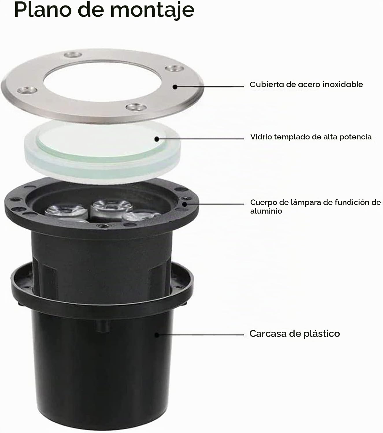 Foco Incrustado Suelo Exterior 12V 5W Focos Led Exterior Empotrables Suelo IP67 A Prueba de Agua Luces Empotrables para Jardines, Caminos, Terrazas(Blanco cálido 3000K)