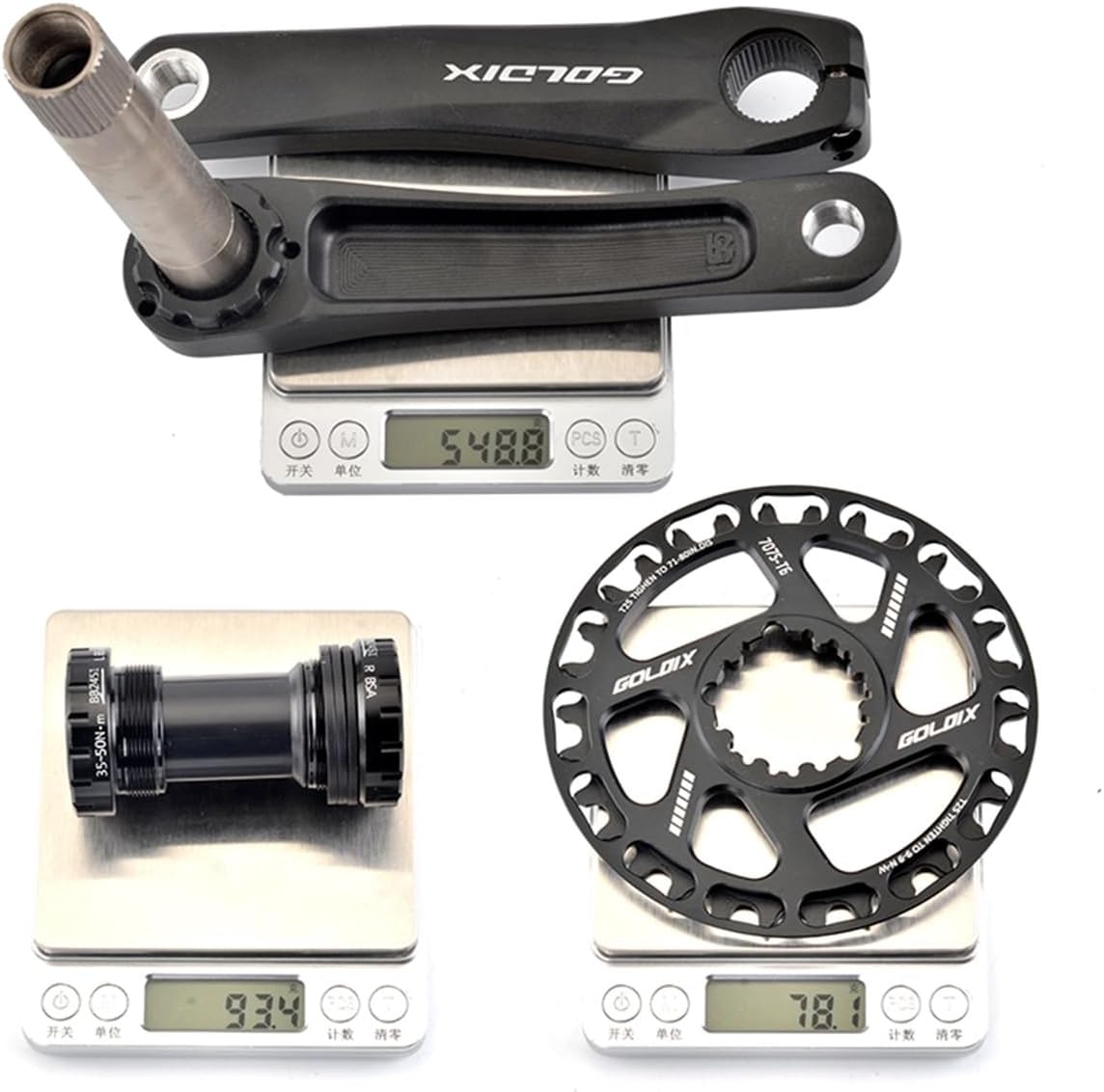 110/127/140/150/155/160mm Mountain Bike Crankset Bike Hollow One-Piece Crank Arm Set 28/30/32/34/36T Chainring Bottom Bracket(30T,127mm)