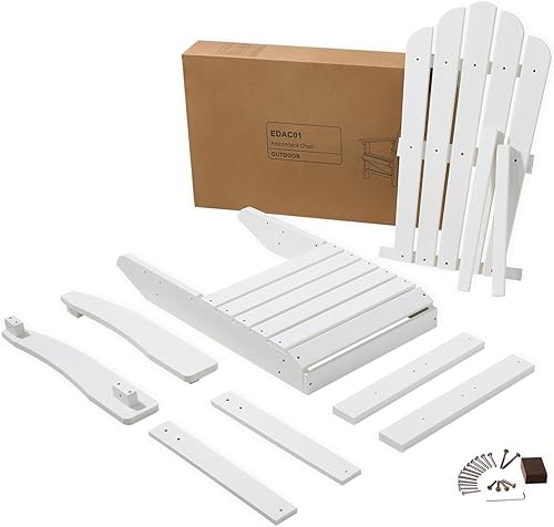 Miniatura 5 de Psilvam Silla Adirondack clásica, silla de madera de polietileno de tamaño estándar, soporte de 350 libras, resistente a la intemperie, sillas de