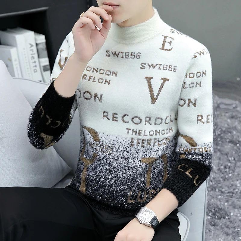 Hair Sweater in Autumn Spring Mens Korean Knitted Pullover Thickened Mens Top2
