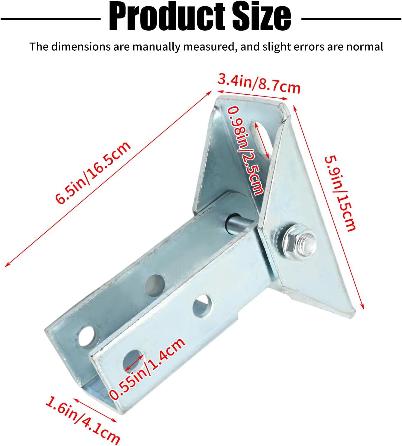 Saihisday 2Pcs Adjustable Brace Fittings, Adjustable Angle Strut Fittings Single Channel Brace Fitting Tool Fit for 1/2" Bolt in 1-5/8" Strut Channel 6x6.5x3.5Inch 5mm Thickness 8 Holes