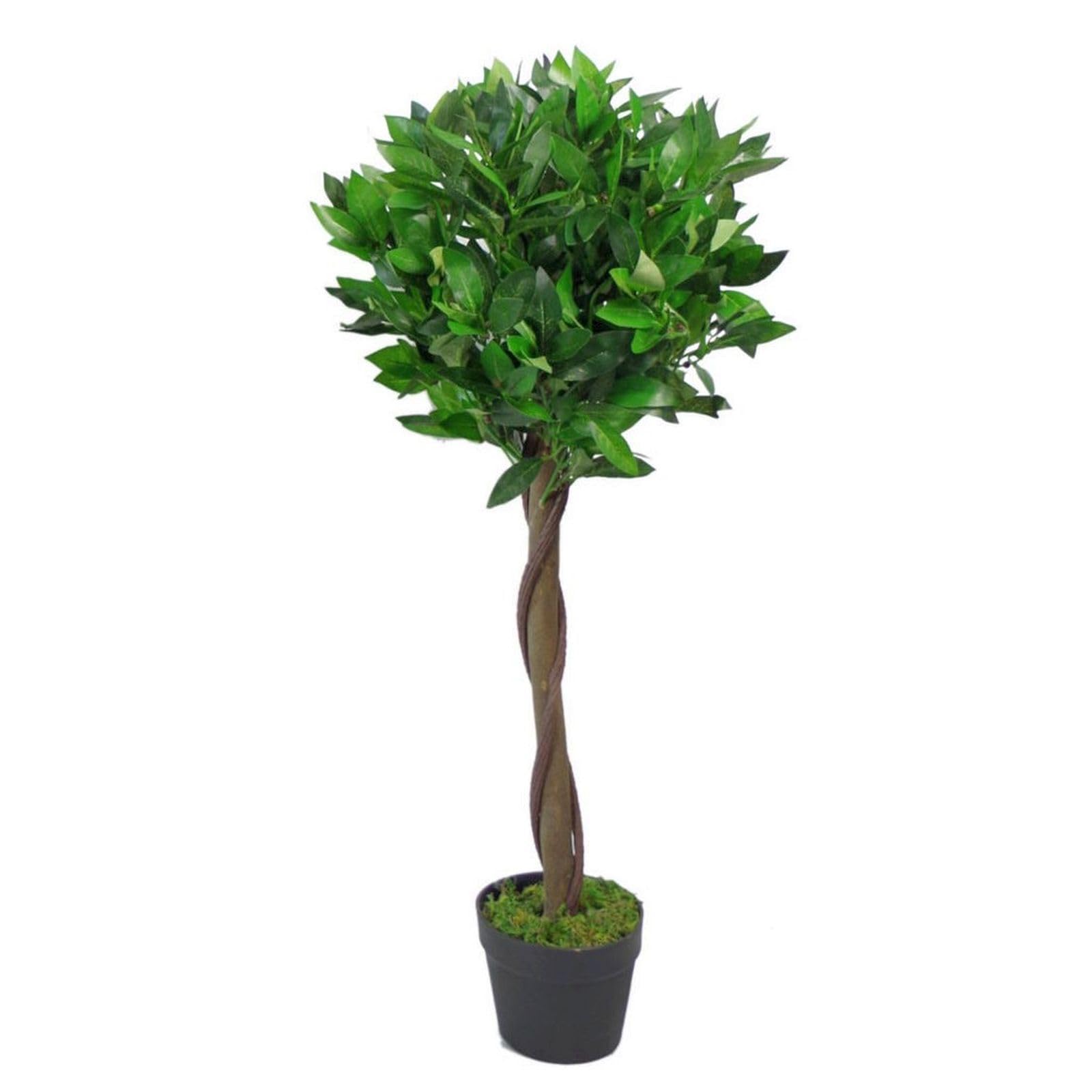 Blue Pirate Black 90Cm Leaf Design Uk Artificial Bay Laurel Topiary Ball Tree Real Wood Trunk