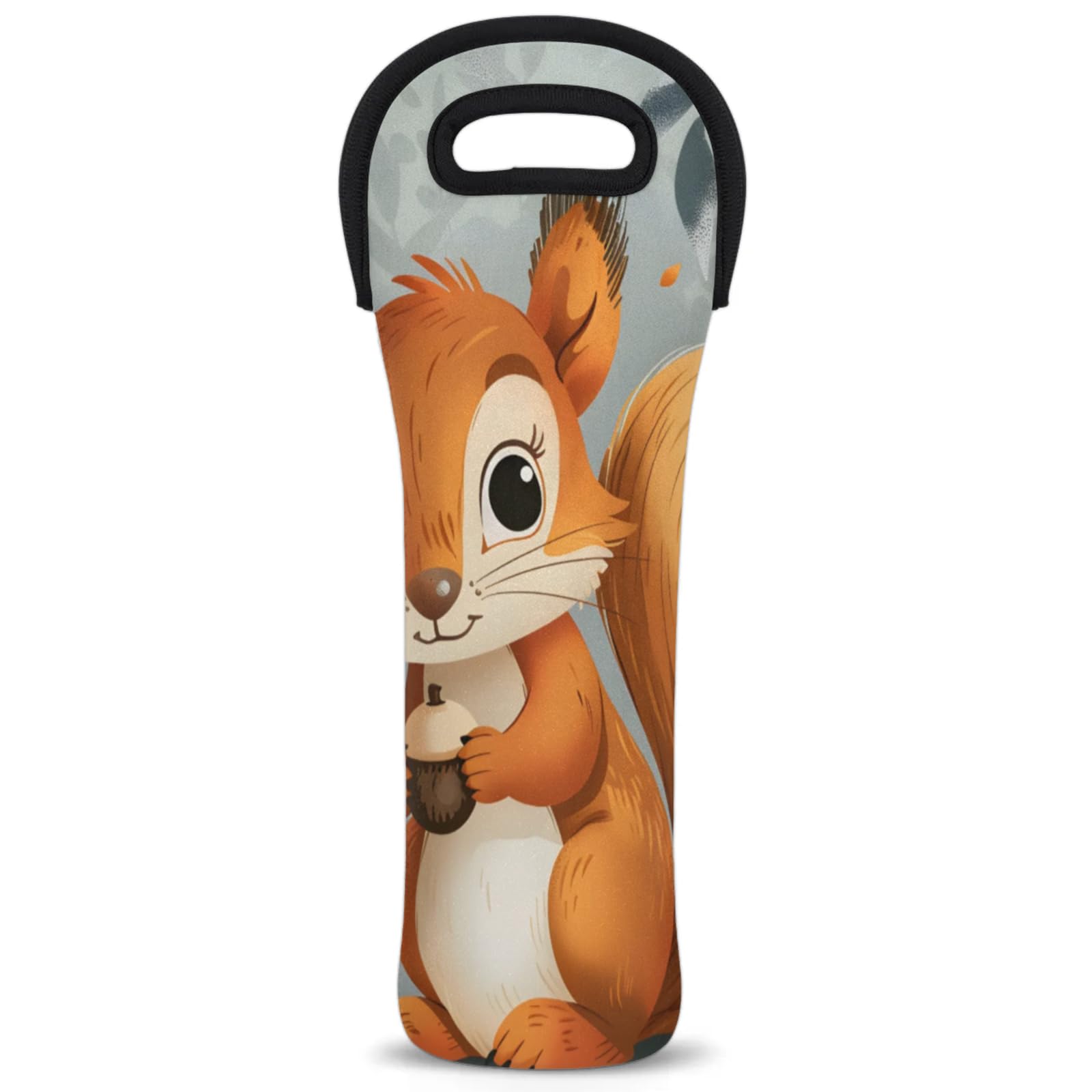 Neoprene Wine Tote Carrier Bag for Wine,Water, Champagne, Beer, Baby Bottles 15.6 x 5.1 Inches, Protective Wine Bag,Squirrel Fall