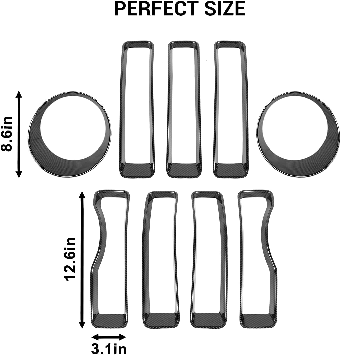 Grille Inserts & Headlight Cover for JL Sport & Sport S ONLY (Carbon Fiber Grain)