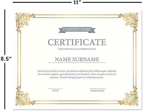 Miniatura 2 de Empire Gold & White Parchment Certificate Papers - Paquete de 100, compatible con impresoras láser y de inyección de tinta, para oficina, premios de