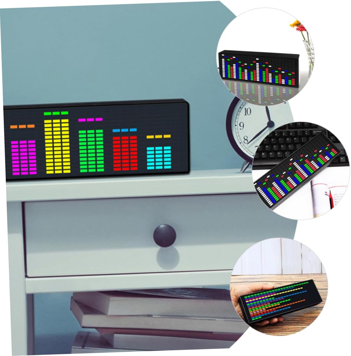 Vaguelly Digital Led Alarm Clock Voice Control and Brightness Music Display for Bedroom