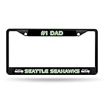 Rico Industries NFL Seattle Seahawks 1 DAD Black Chrome Frame W\' Decal Insert 12 x 6 Car/Truck Auto Accessory