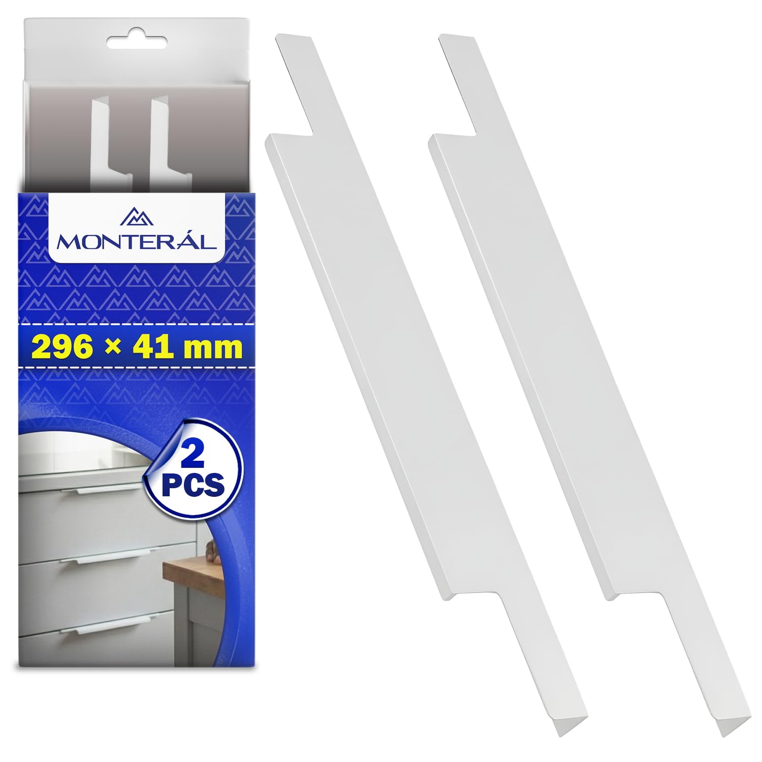 MONTERAL 2 Piezas Ocultos Tiradores Cocina 296 x 41 mm Distancia Entre Orificios Fijación 256 mm - Tiradores Armarios Cocina y Muebles Fabricado en Aluminio con Recubrimiento Anodizado - Color Gris