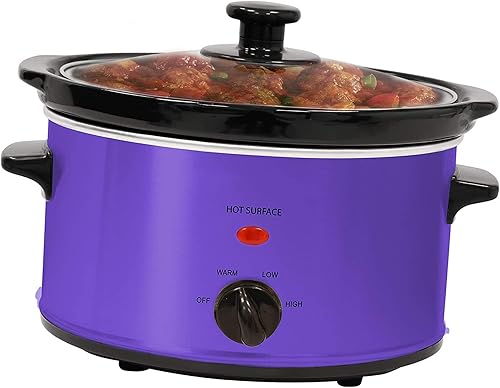 Olla de cocción lenta eléctrica ovalada de 2 cuartos - Temperatura ajustable entradas salsas guisos y salsas tapa de vidrio apta para lavavajillas y