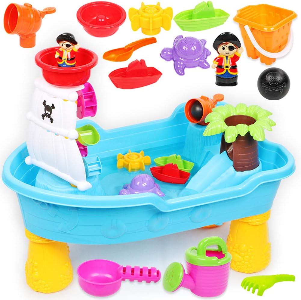 Mesa De Arena Jugar con Agua Juego Juguetes De Arena para Playa,3 En 1 Mesita Infantil para Juegos Actividades Infantiles