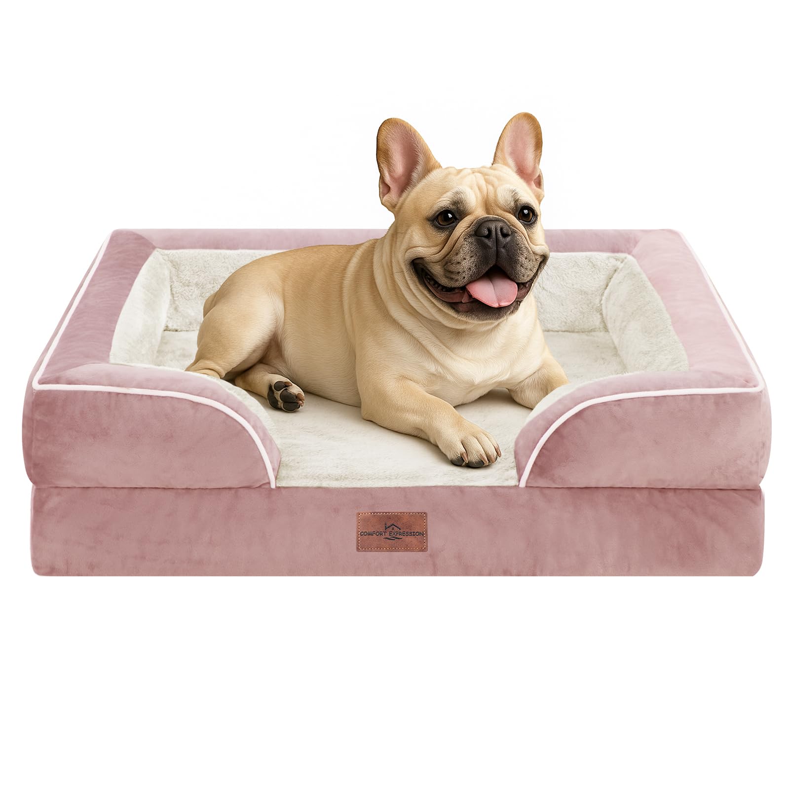 Comfort Expression Orthopedic Dog Bed for Medium Dogs 30x20 Inch, Waterproof Supportive Egg Crate Foam Medium Pet Bed with Removable Bolsters, Dog