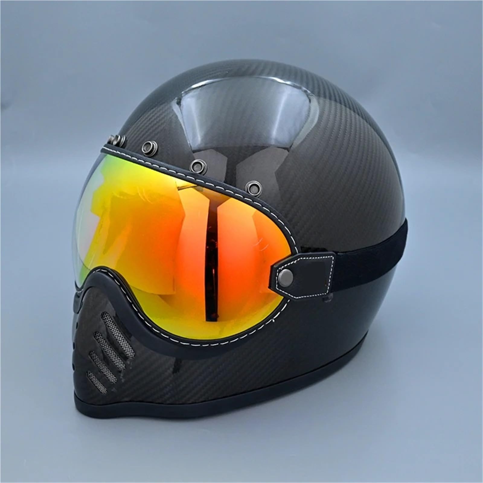 visera casco moto Visera Universal de cara abierta 3/4, lente burbuja for parabrisas motocicleta, casco moto Vintage a prueba viento Accesorio Ajustable para Casco Integral(Small Revo Red)