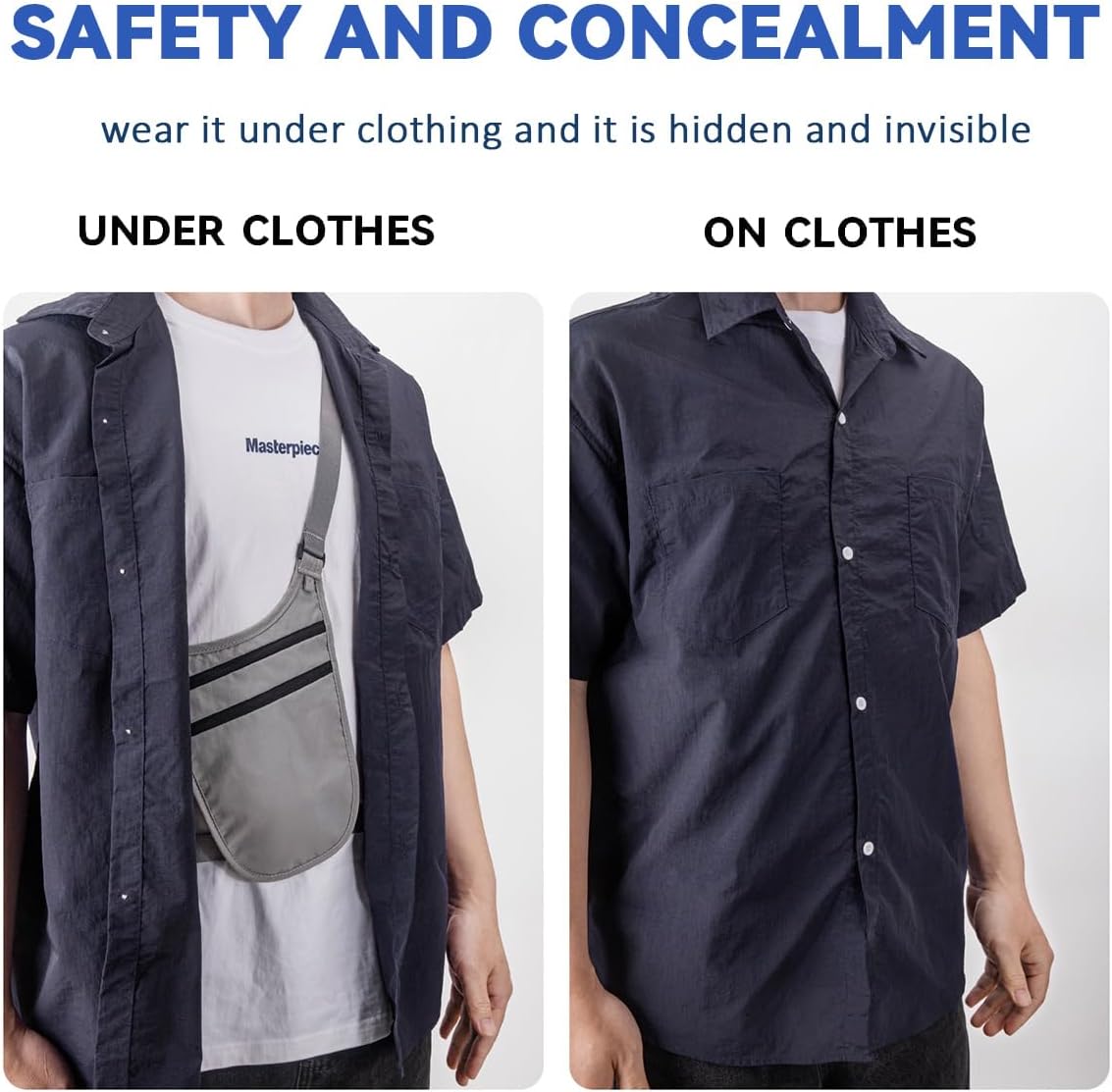 Crossbody Money Belt for Travel Women & Men Hidden, Travel Wallet Pouch - Slim Passport Holde, RFID Blocking Neck Wallet Under Clothes to Protect Cash, Credit Cards and Documents (GRAY) - Image 2