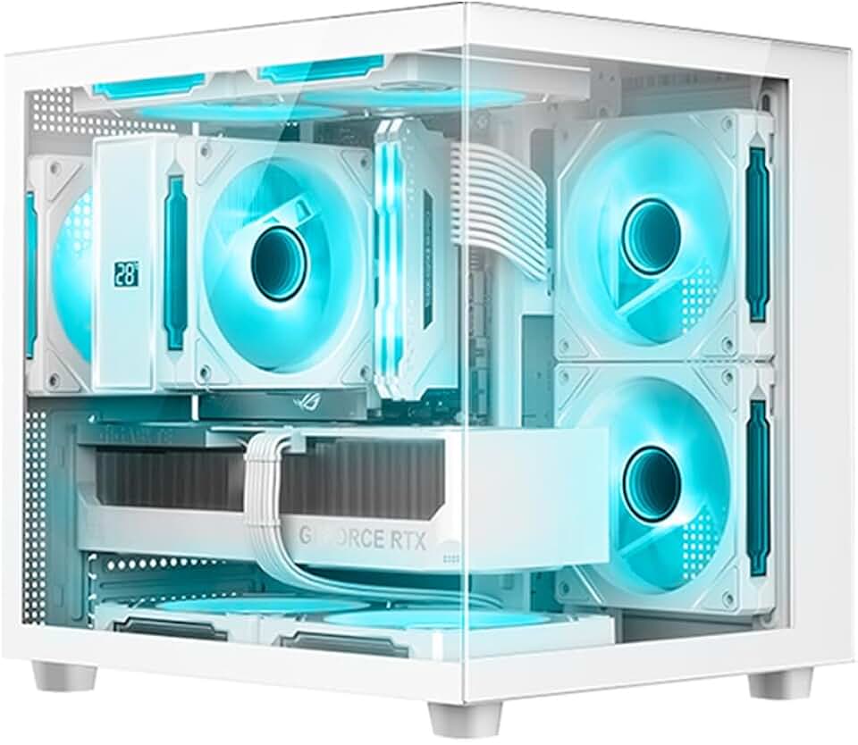 Gabinete AQUARIUS Gaming C3Tech MT-G720WH, Branco, frontal e lateral de vidro temperado