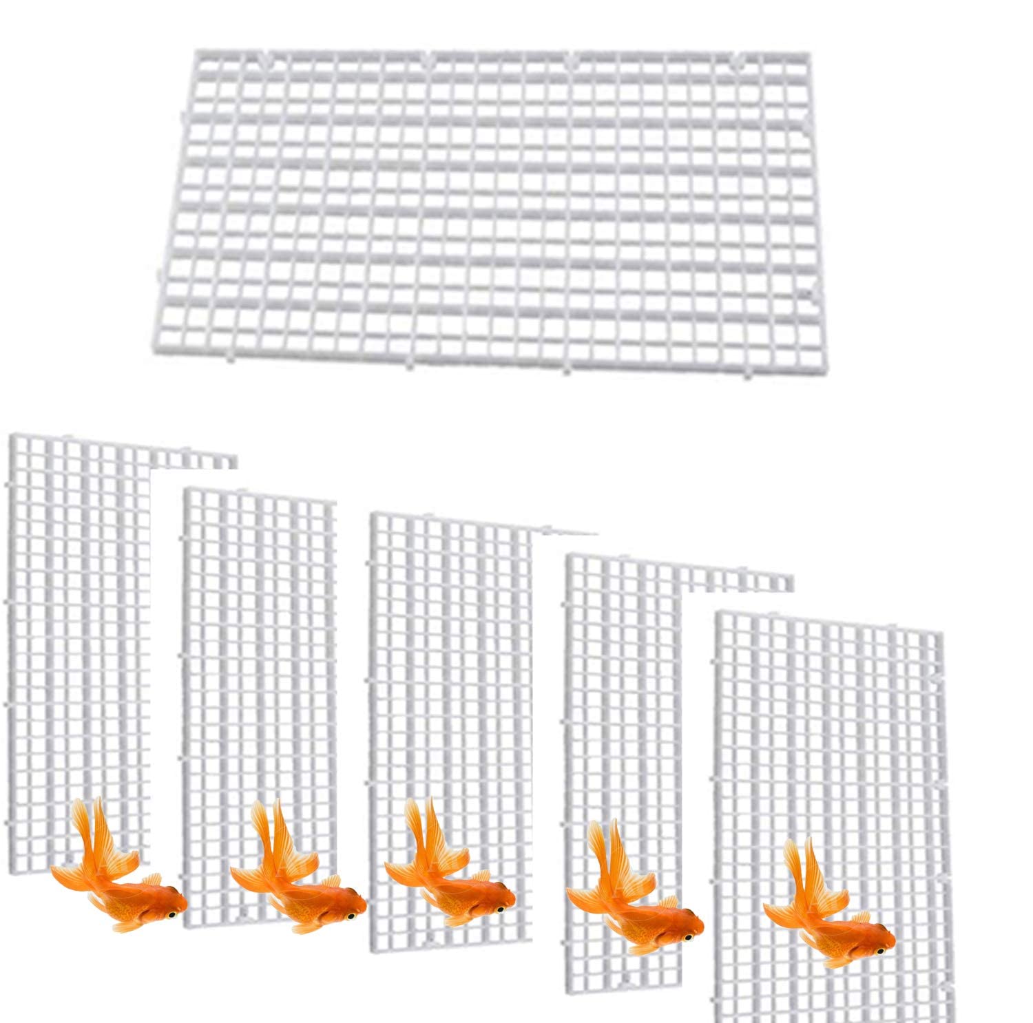 ELECDON 6 PCS Aquarium Fish Tank Divider Plastic Egg Crate Tray Grid Isolation Bottom Board Fish Separator for Mixed Breeding(White, 30 cm x 15cm)