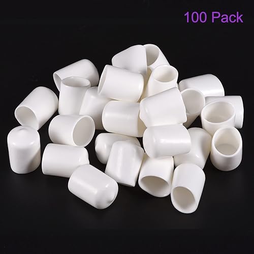 Miniatura 10 de DMiotech Paquete de 100 protectores de rosca de tornillo blancos de 316 pulgadas de diámetro interior, tapas de goma para tornillos para tuberías de