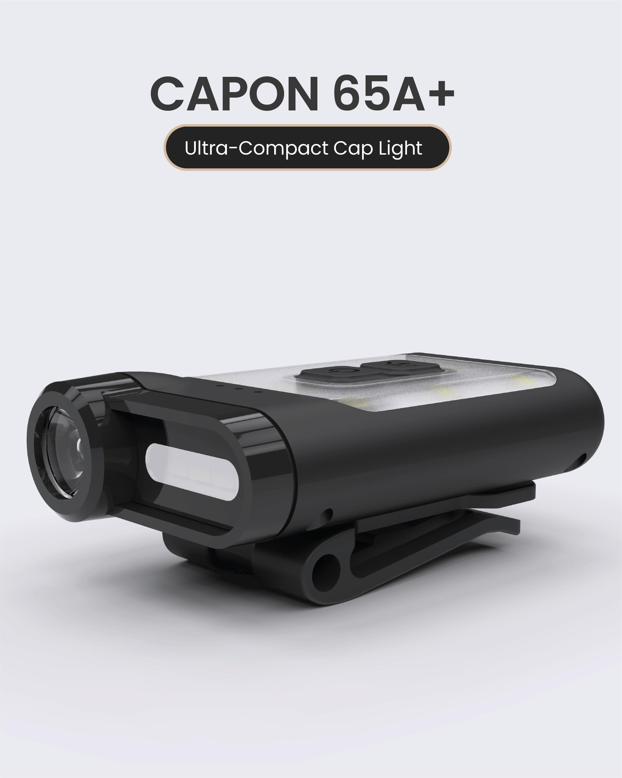 Claymore Capon 65A Stirnlampe, LED, zum Anklippen und USB-C, wiederaufladbar, leicht, 3 Leuchtmodi, 230 Lumen, 650 mAh, tragbares Licht für Camping, Wandern, Angeln, Höhlenforschung, Laufen