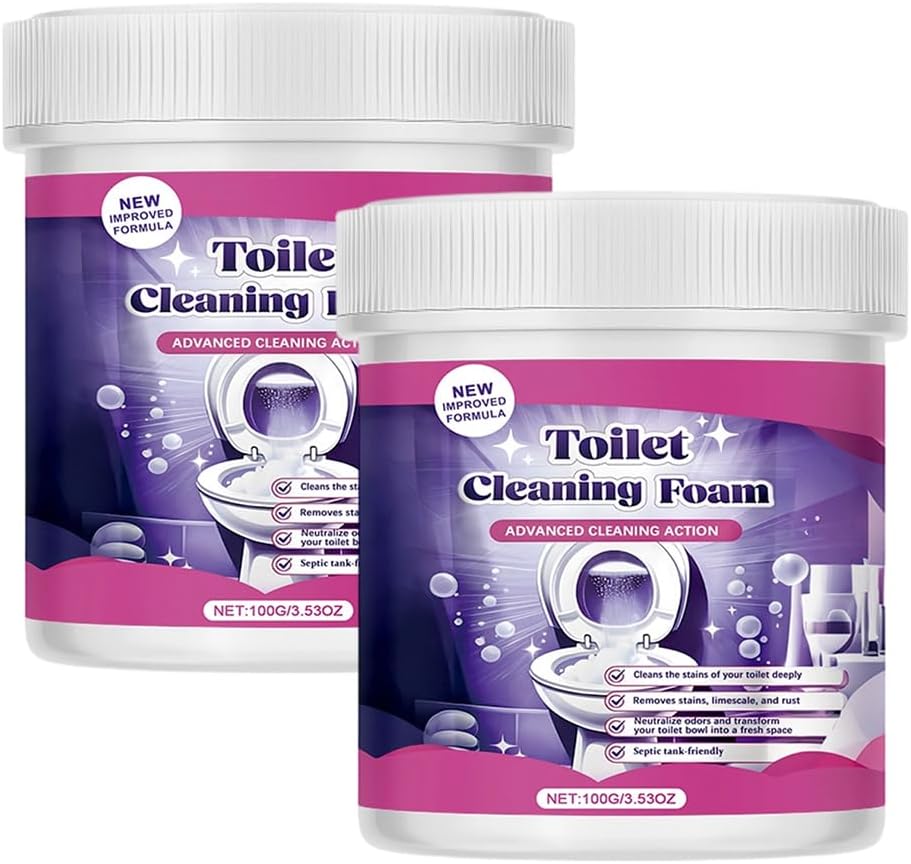 2026 Upgrade Toilet Bowl Cleaner, Toilet Cleaning Foam, Power Foaming Toilets Clean, Clean Foam Cleaner, Touch Free Foaming Powder – Bathroom Cleaning Powder (2PCS)