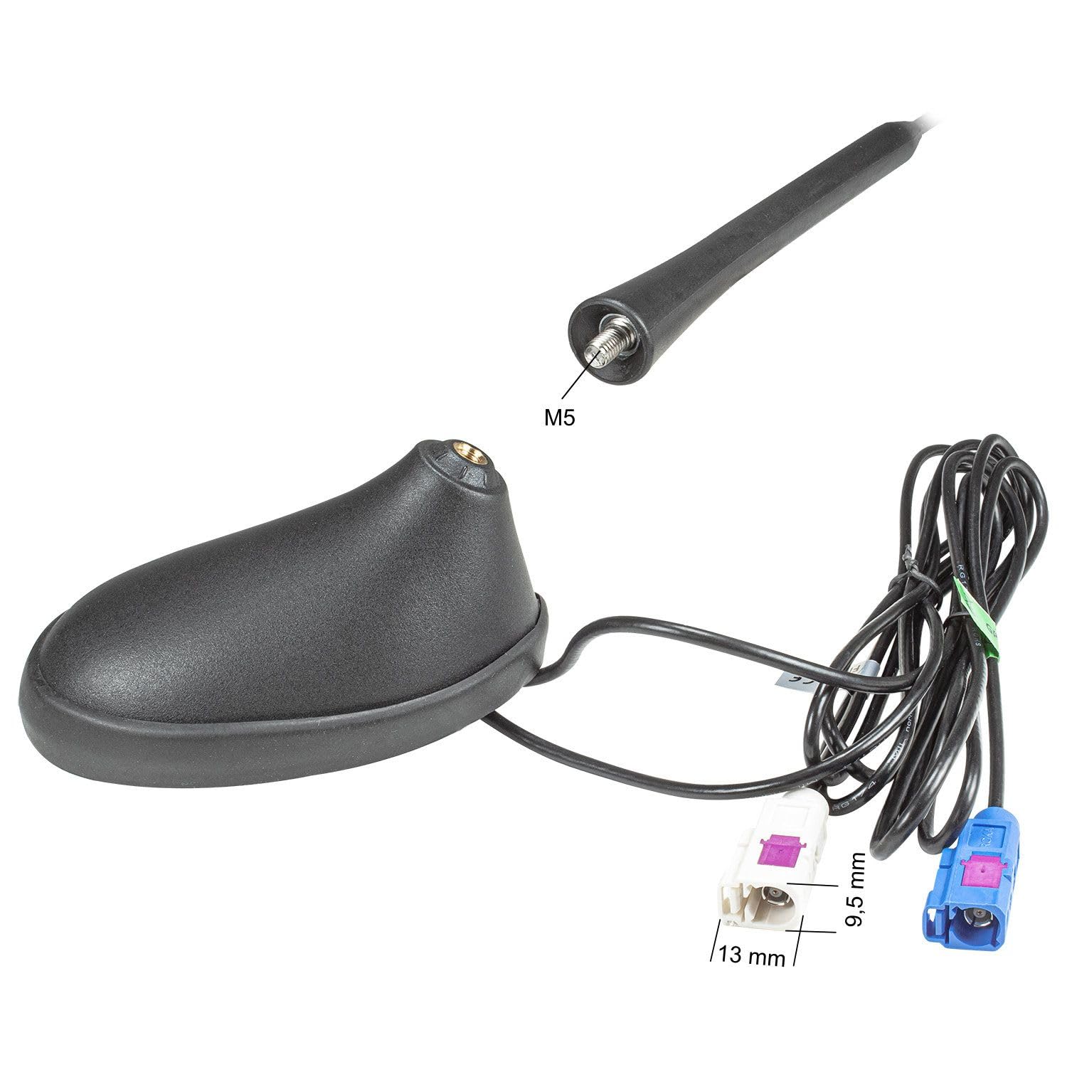 tomzz Audio 1008-002 Antenne de Toit Compatible avec Citroën, Peugeot et Toyota, AM, FM, GPS, avec amplificateur