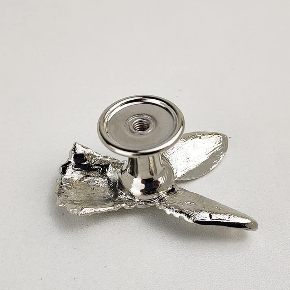 Mizhang Rabbit Knobs 4 Pcs Kitchen Cabinet Bunny Pull Drawer Knob Zinc Alloy Single Hole Handle with Screws Hardware Accessories Wardrobe Closet Dresser Cupboard Home Furniture Decorative (Silver)