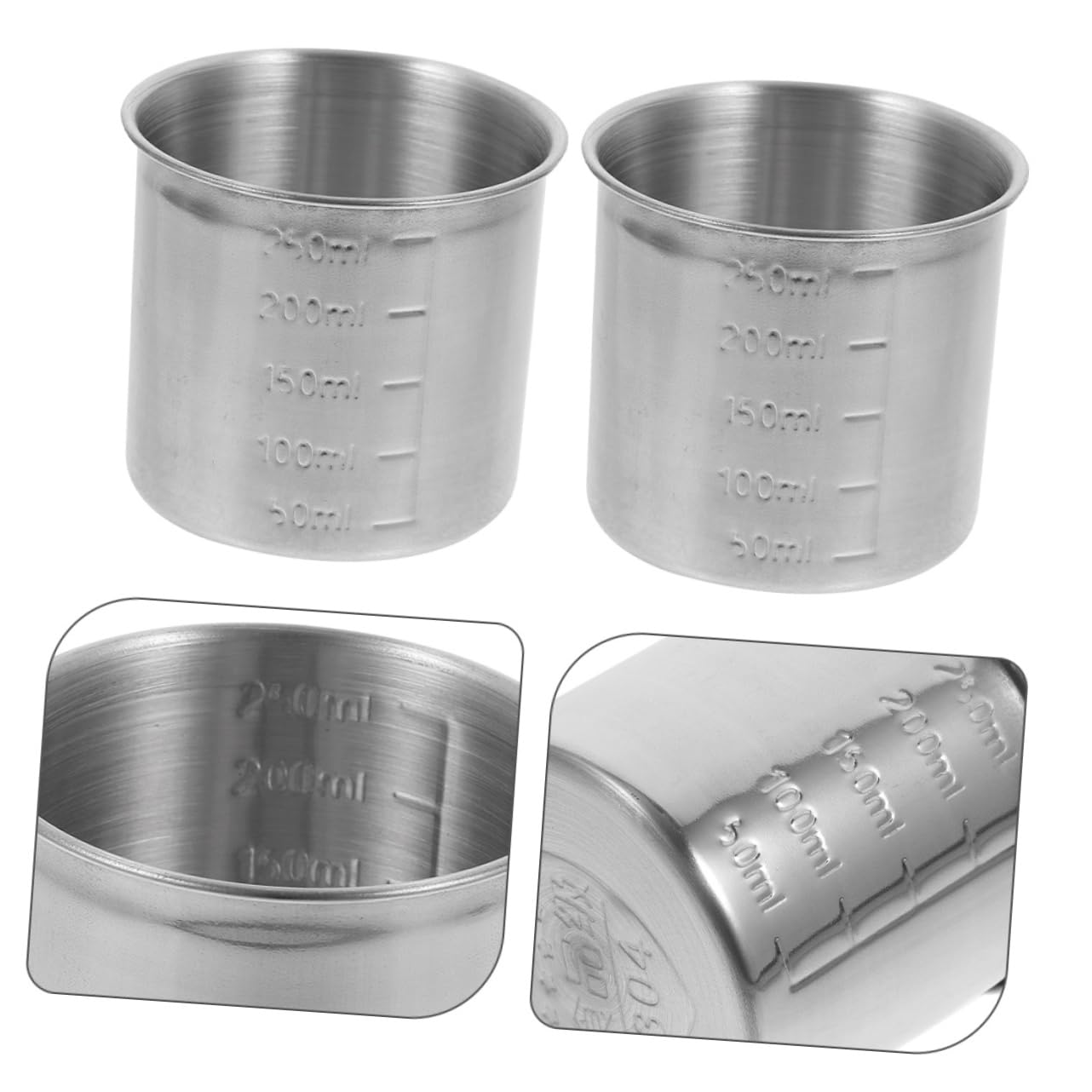 TOPBATHY Lot De 5 Tasses À Mesurer Robustes En Acier Inoxydable Récipients À Mesurer À Large Ouverture Pour 3 Pièces X 5