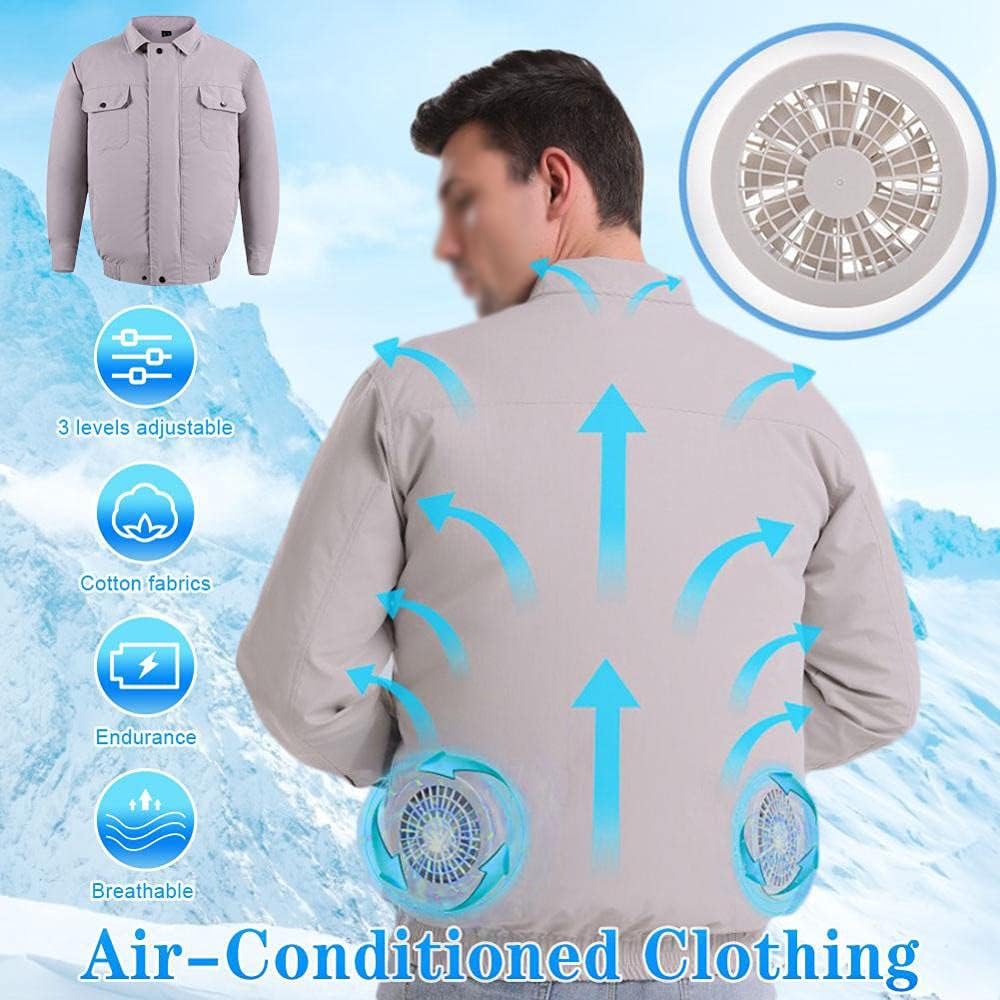 ZSQAW Summer Outdoor Cooling Fan Jacket Men's Air-Conditioning Suit Sun Protection Clothing Wear-Resistant Construction Work Clothes (Color : A, Size : S Mcode) : Clothing, Shoes & Jewelry