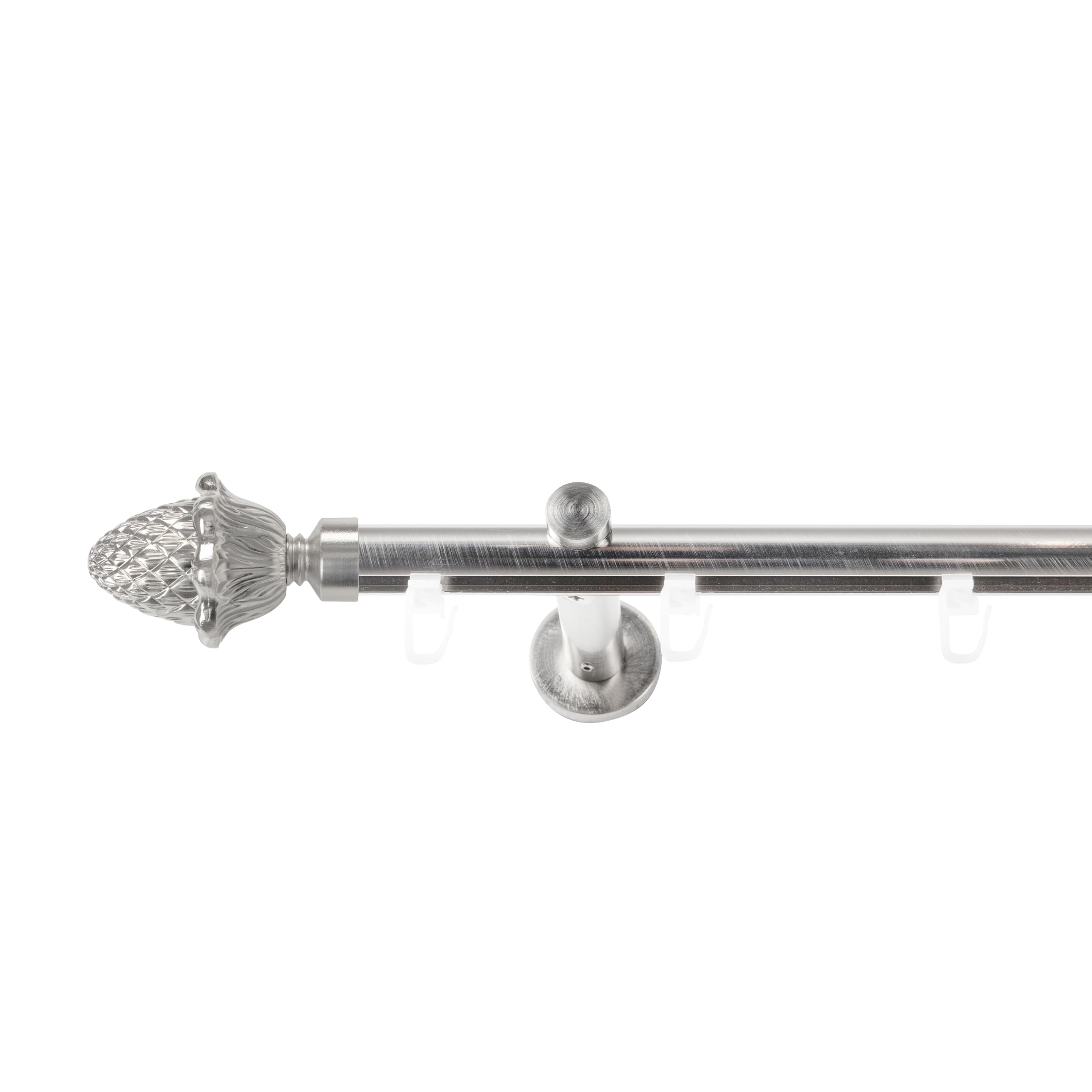 SN Deco Gardinenstange Innenlauf Nantes, 19 mm, 1-läufig, Stahl, Komplett-Set mit Ringen, Profilträger, 360 cm, edelstahl optik