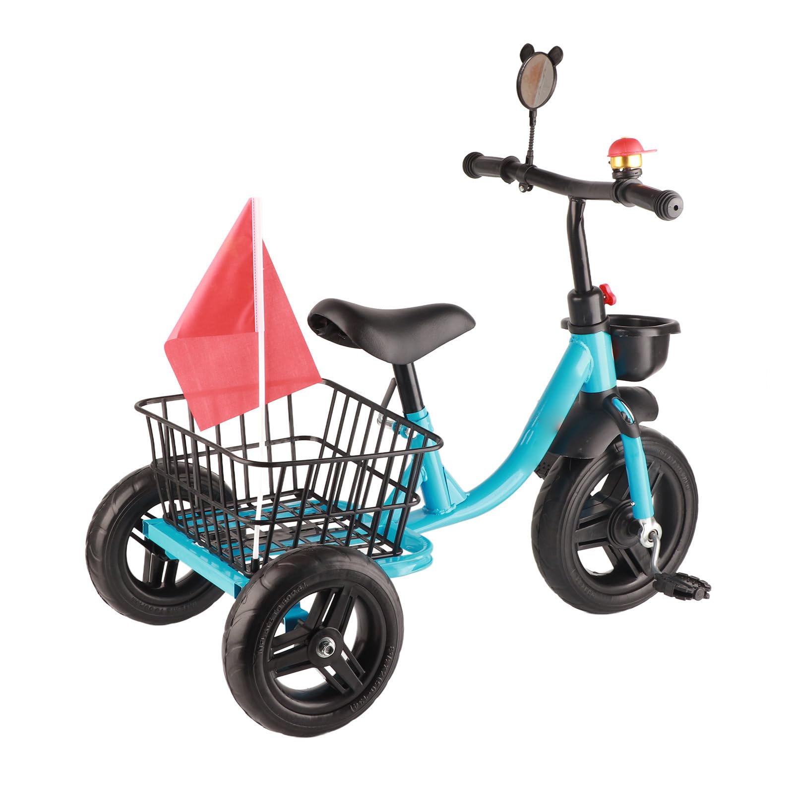 Triciclo para Niños con Cestas de Almacenamiento Delanteras y Traseras, Diseño Bonito y Cómodo para Niños de 2 a 6 Años, Material Metálico (Azul)