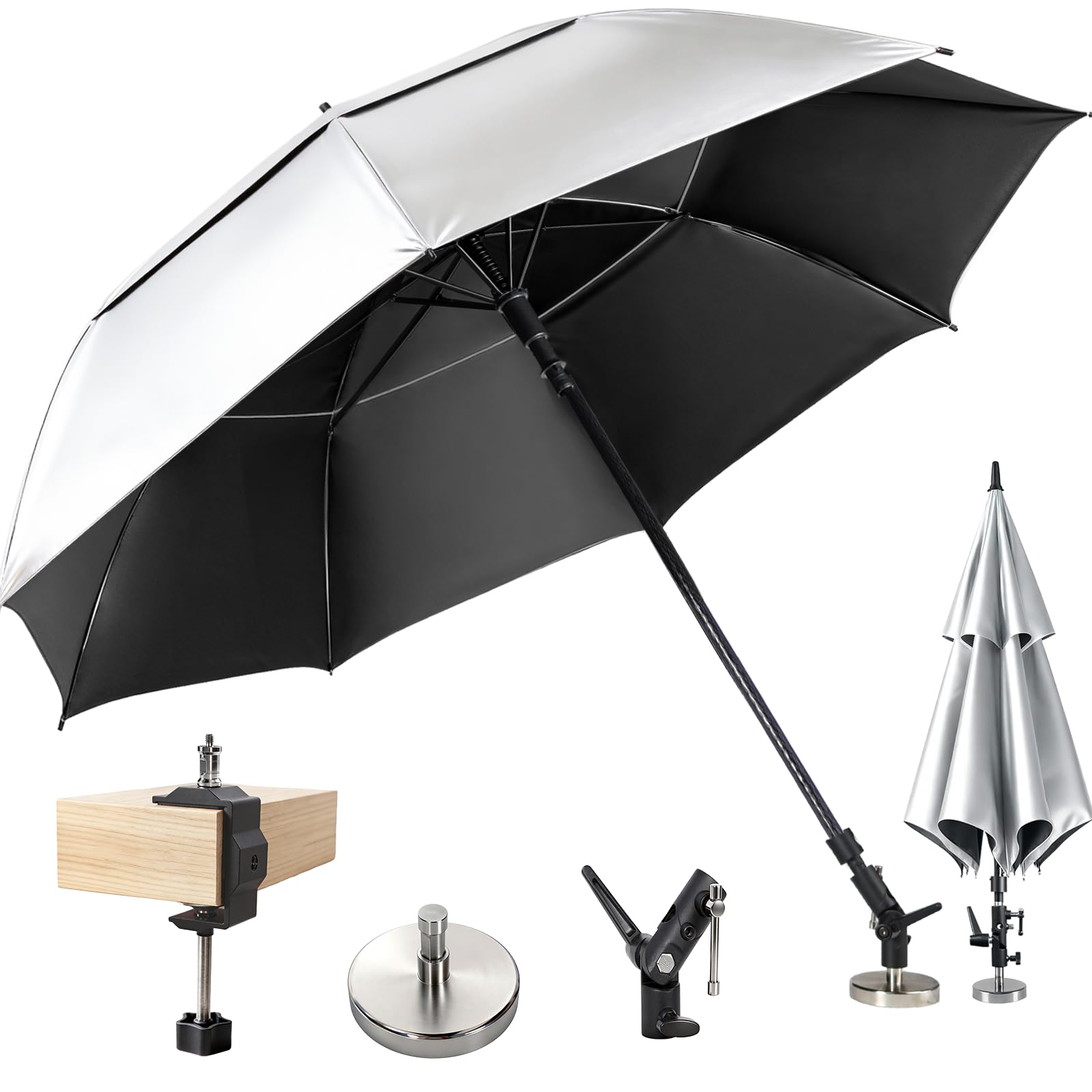 Photo 1 of ?Upgrade Enlarge?68"Hvac Umbrella with Magnetic Base,Universal Clip,Reinforced Fiberglass,Wind-Resistnat,Better Than Foldable Ribs,Hvac Magnetic Umbrella,For Hvac and Outdoor,180°Adjustable(White)