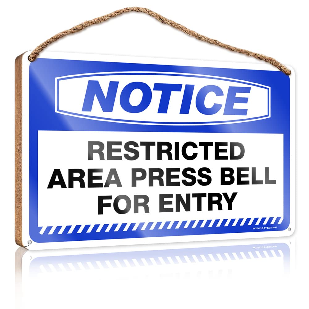 DTHA Hanging Wooden Plaque Notice Restricted Area Press Bell For Entry Wooden Sign Pool Stuff Bathroom Sign Funny(23X35CM)