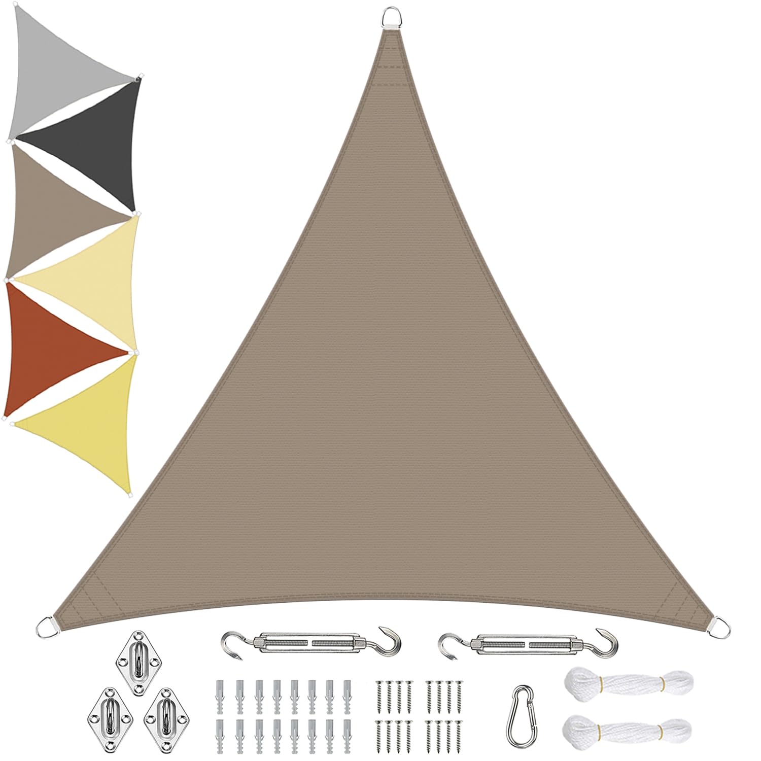 Sichtschutz Sun Shade Sail 6x6x6M, Water Resistant Shade Dispenser, Dustproof and Windproof, With Fixing Kit, for Garden, Patio - Khaki — image 1