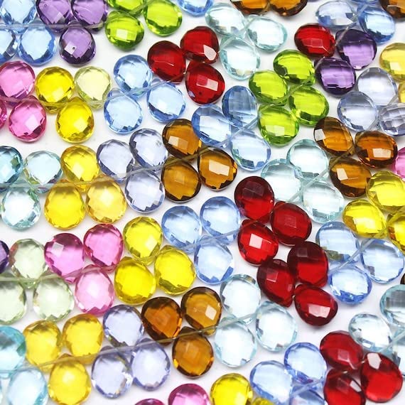 Quartz multicolore facetté 10x8mm perles de quartz en poire pour collier DIY