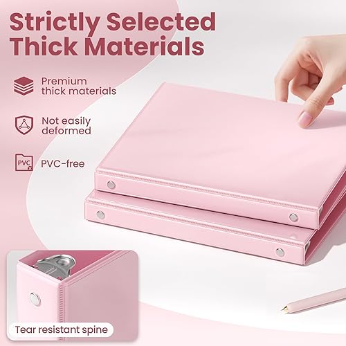 Miniatura 4 de SUNEE - Archivadores de 12 pulgada con 3 argollas, paquete de 4, argollas de media pulgada delgadas con vista transparente, sin PVC (ajuste para