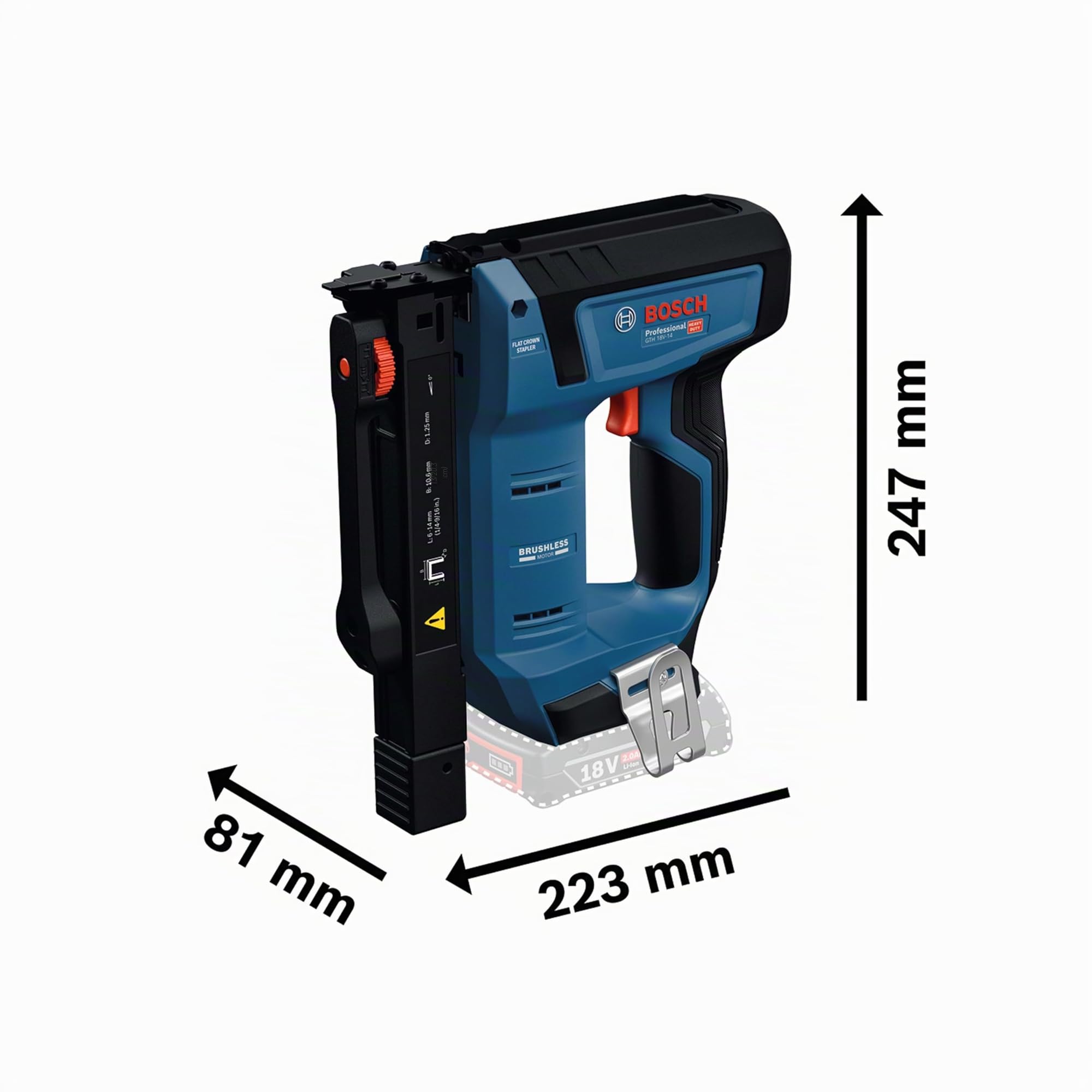 Bosch Professional 18V System agrafeuse à bois sans-fil GTH 18V-14 (avec L-BOXX 136, crochet de ceinture)