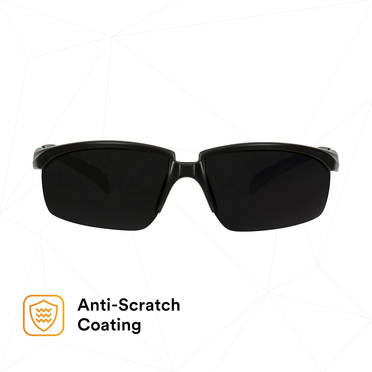 3M Safety Glasses, Solus 2000 Series, Anti-Scratch, IR Shade 5.0 Gray Lens, Black/Green Temples, Pack of 1